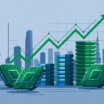AI 반도체와 주식시장 상승 흐름을 표현한 일러스트
